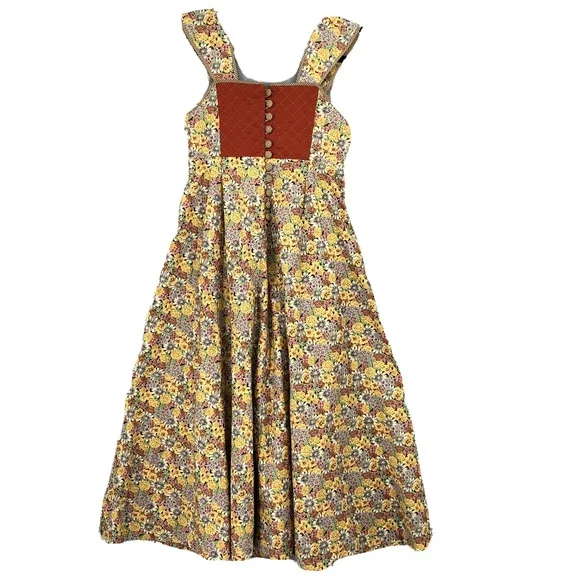 Vintage Anna Belinda Womens Dress Boho Hippie Cottage Brown Small S - Picture 2 of 12